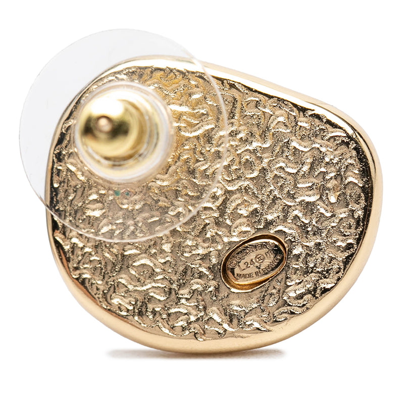 CC Gold Plated Enamel Push Back Earrings - Image 3