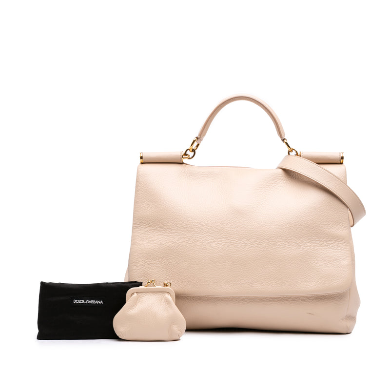 Large Pebbled Leather Miss Sicily Satchel - Image 8