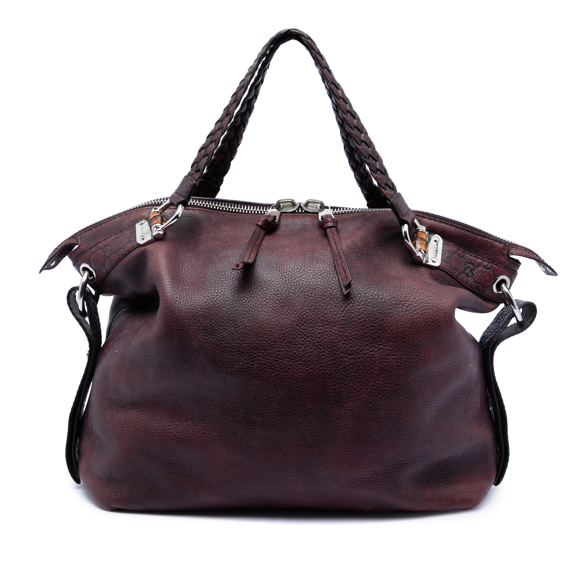 Large Leather Bamboo Bar Tote - Image 1