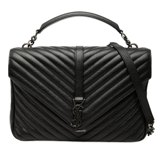 Large Chevron Sheepskin Monogram College Satchel - Image 1