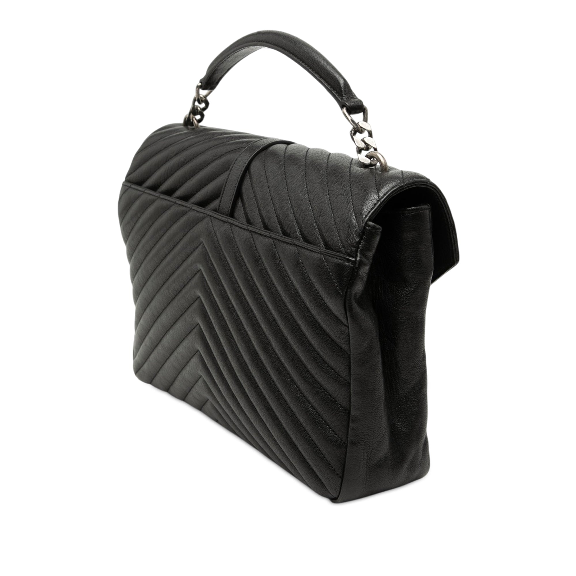 Large Chevron Sheepskin Monogram College Satchel - Image 2