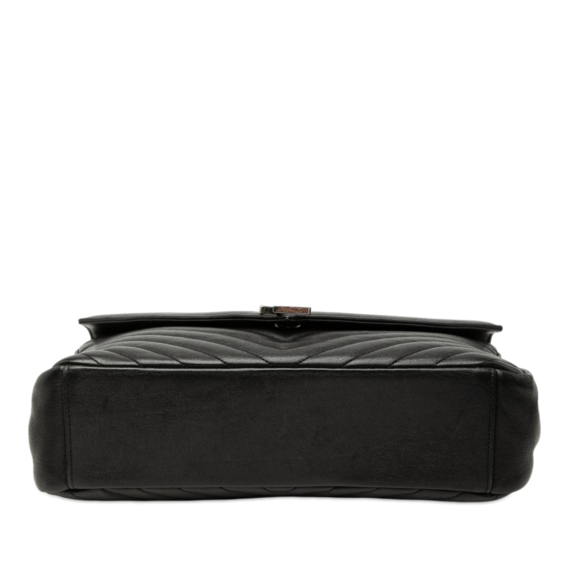 Large Chevron Sheepskin Monogram College Satchel - Image 3