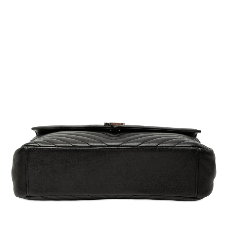 Large Chevron Sheepskin Monogram College Satchel - Image 3