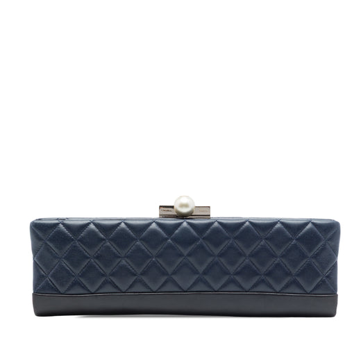 CC Quilted Lambskin Pearl Evening Baguette Clutch - Image 1