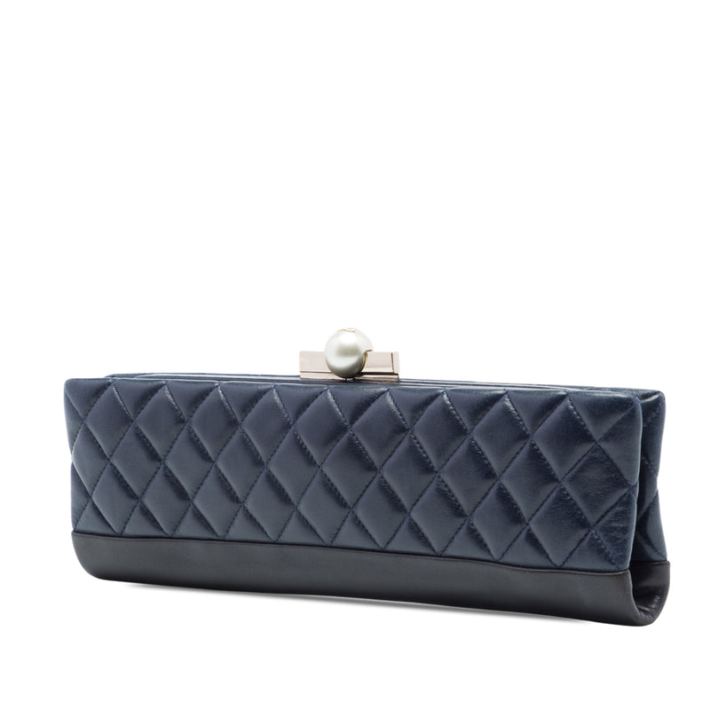 CC Quilted Lambskin Pearl Evening Baguette Clutch - Image 2