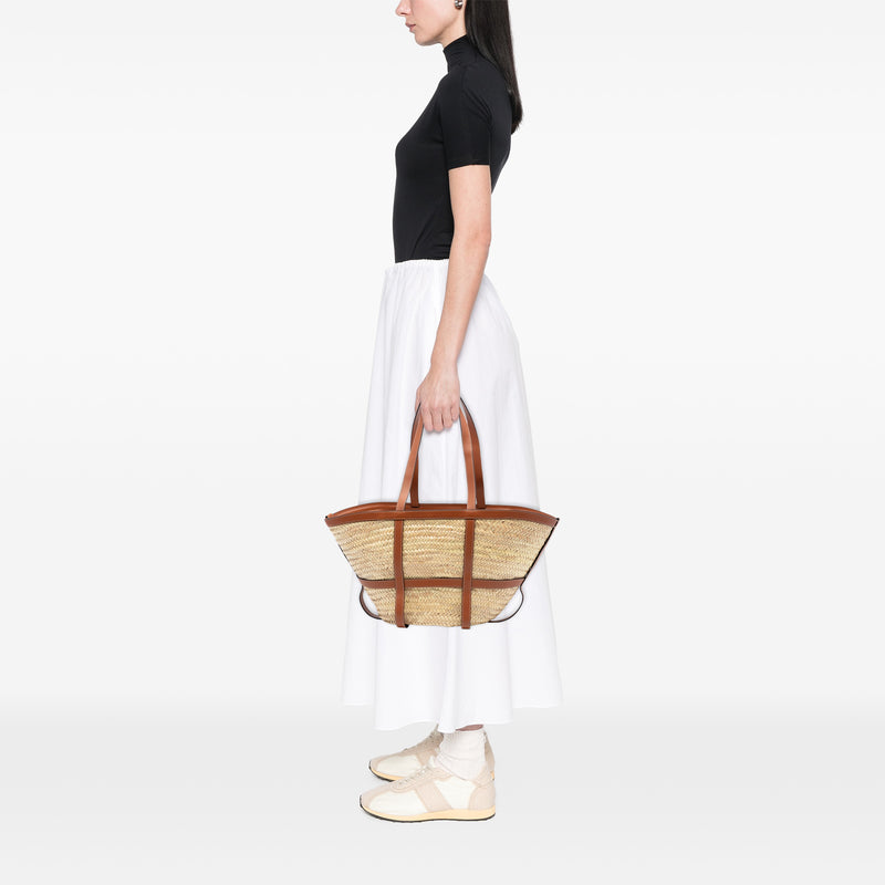 Medium Raffia Gridded Classic Panier Tote - Image 7