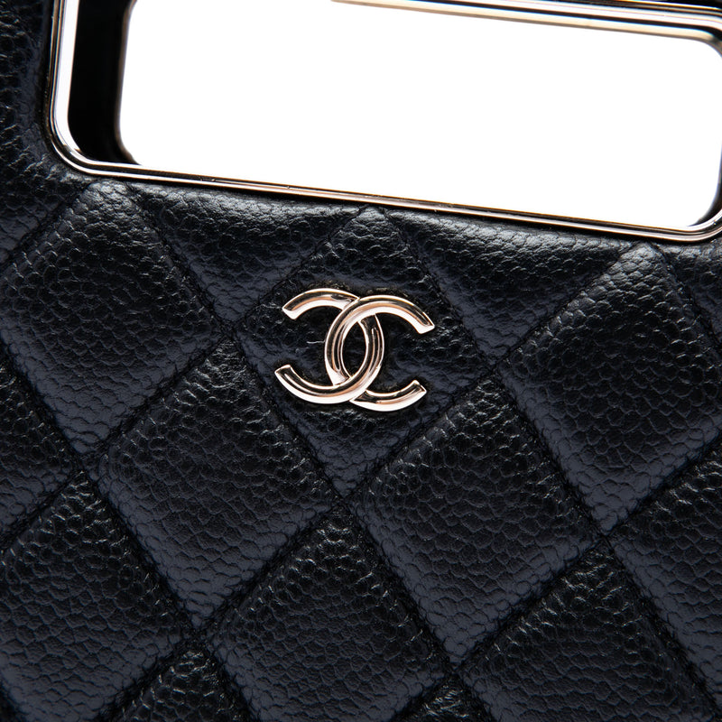 Quilted Caviar Chain Around Cut Out Evening Box Bag - Image 5