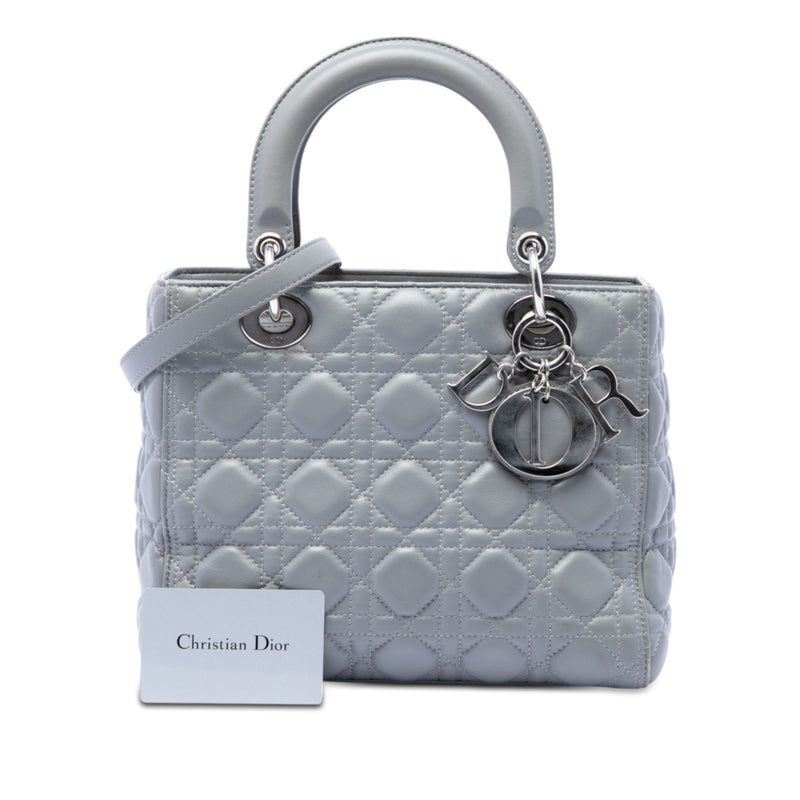 Medium Metallic Lambskin Cannage Lady Dior - Image 7