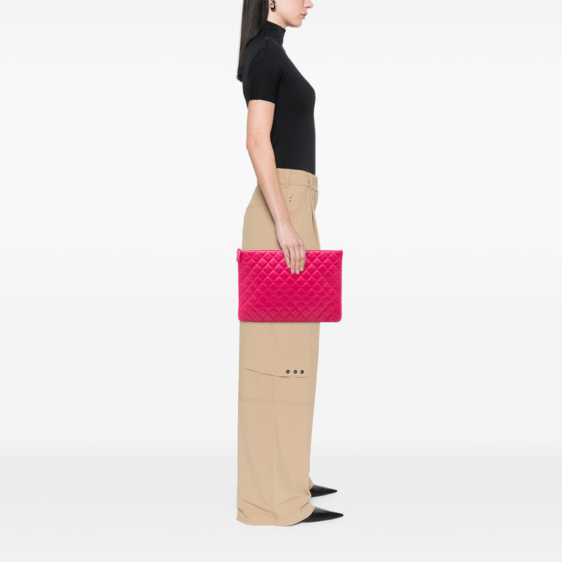 Large Quilted Lambskin O Case Clutch - Image 7