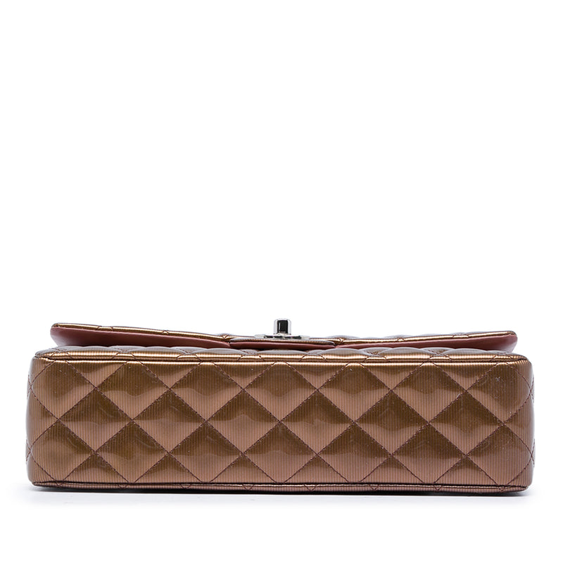 Medium Classic Striated Patent Double Flap - Image 3