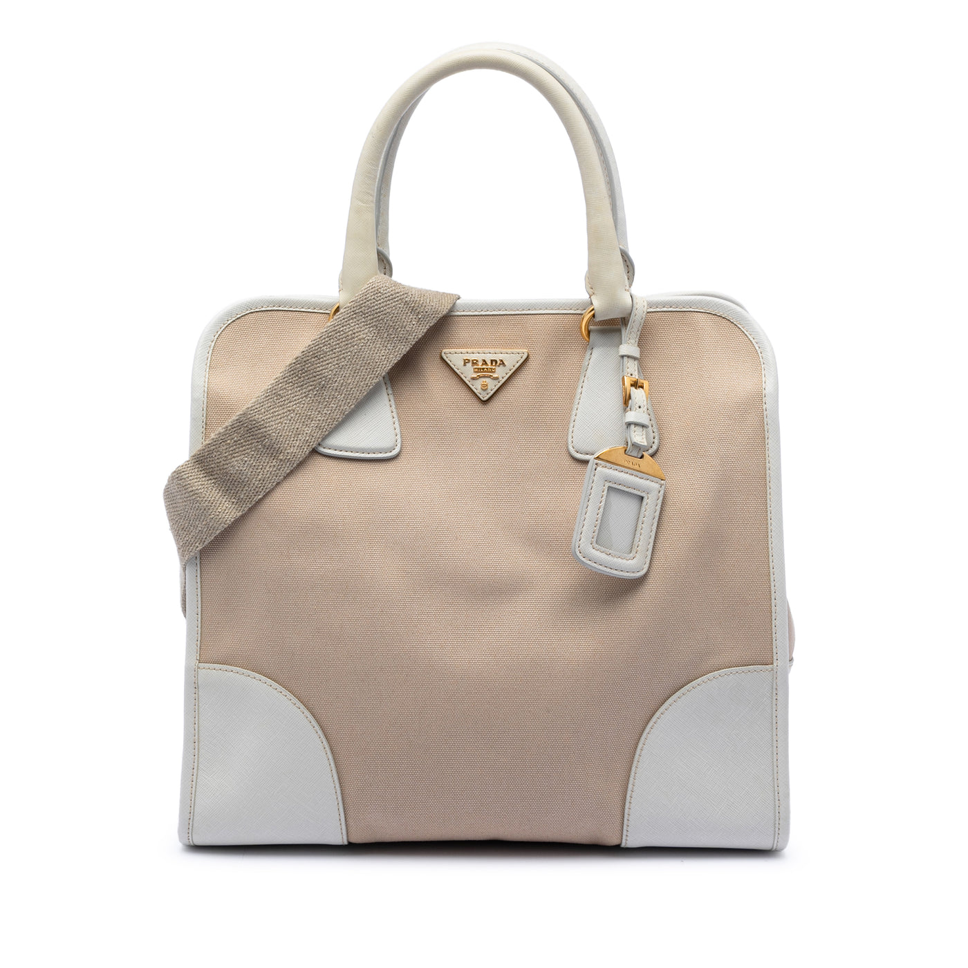Saffiano Trimmed Canvas Canapa Satchel - Image 1