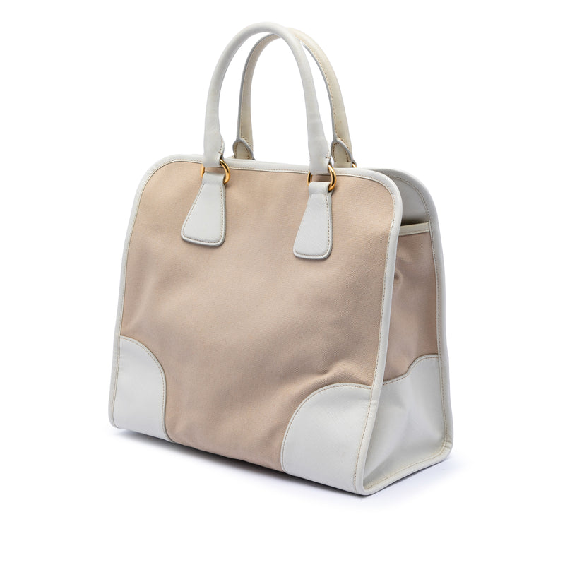 Saffiano Trimmed Canvas Canapa Satchel - Image 2