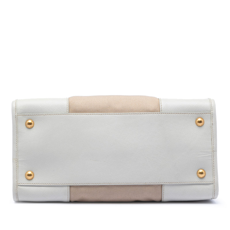 Saffiano Trimmed Canvas Canapa Satchel - Image 3