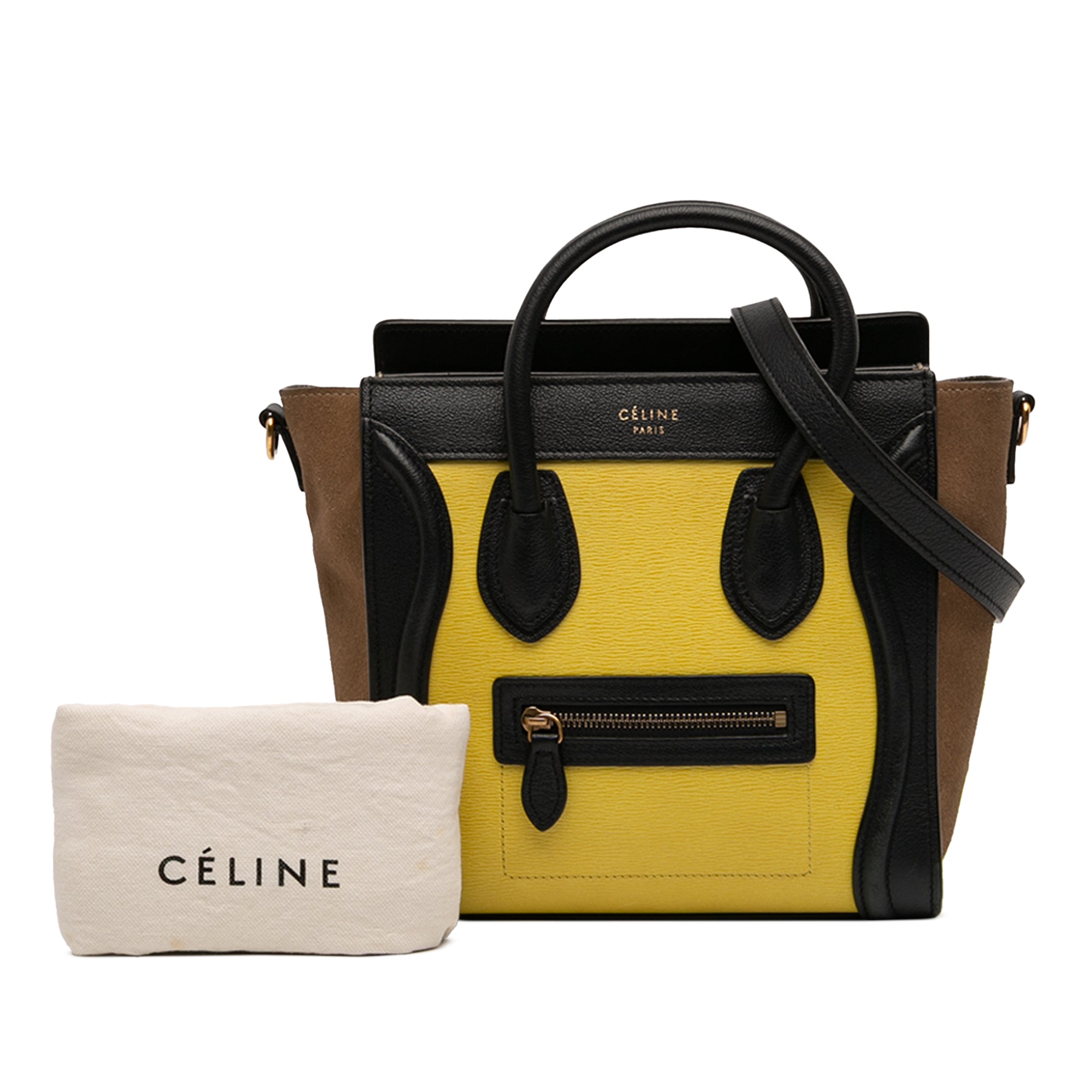 Nano Tricolor Calfskin and Suede Luggage Tote - Image 9