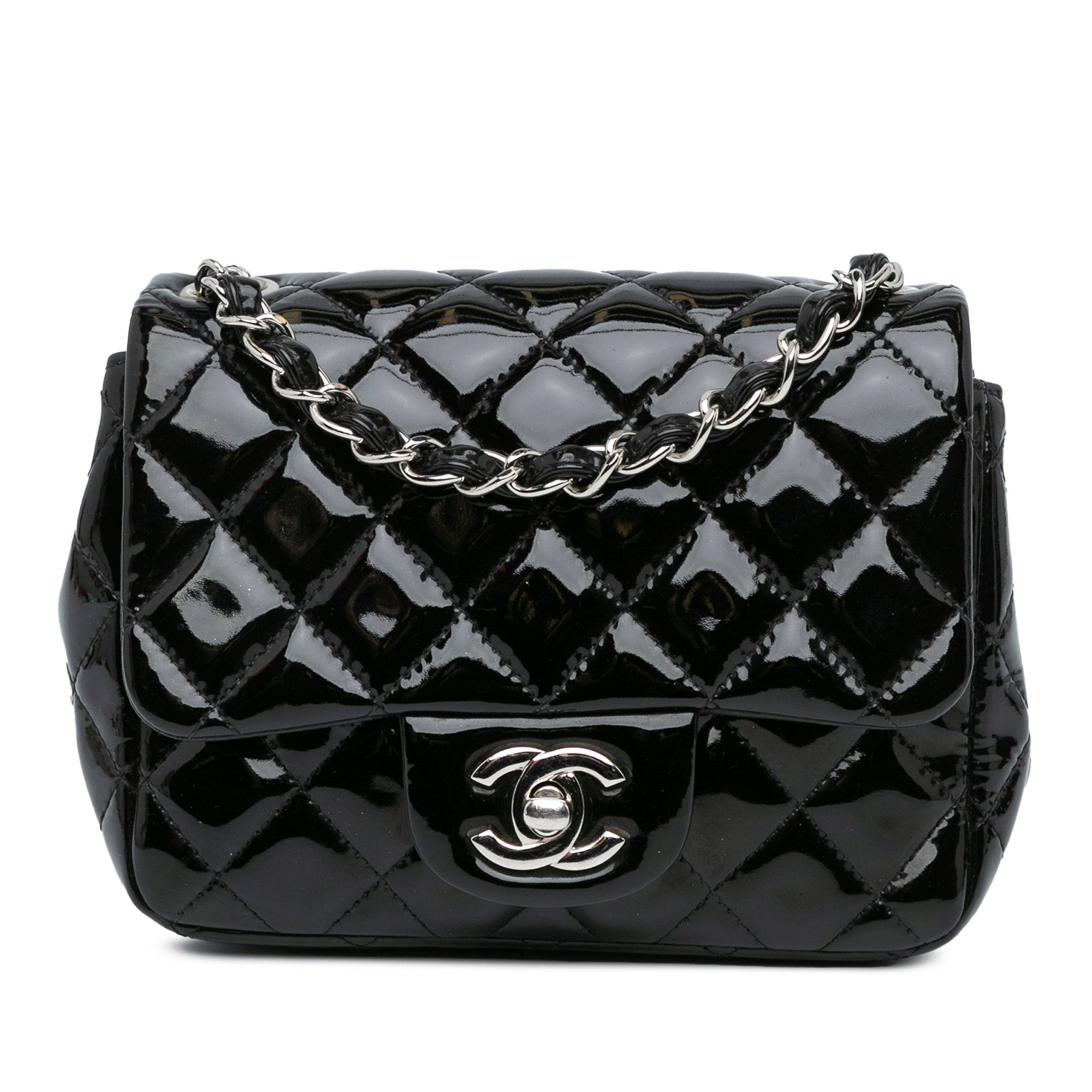 Mini Square Classic Patent Single Flap - Image 1