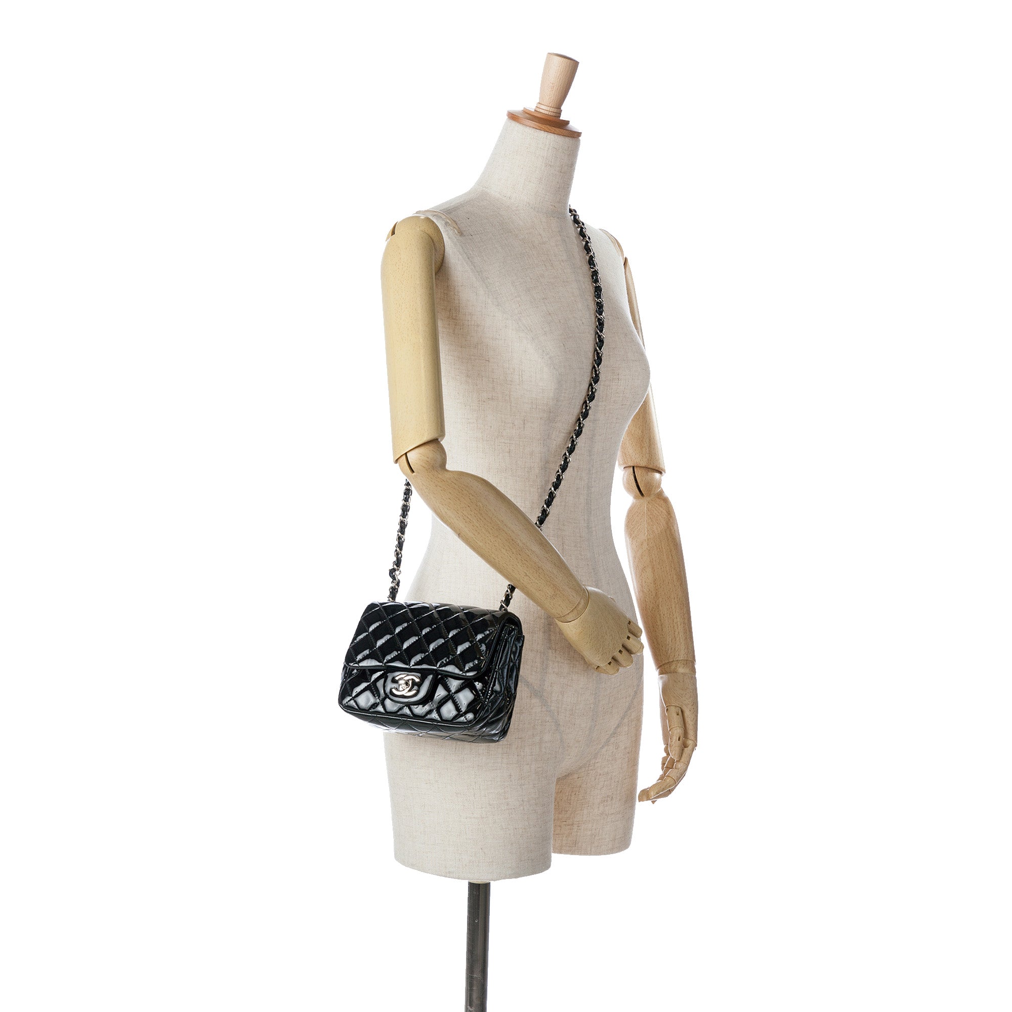 Mini Square Classic Patent Single Flap - Image 7