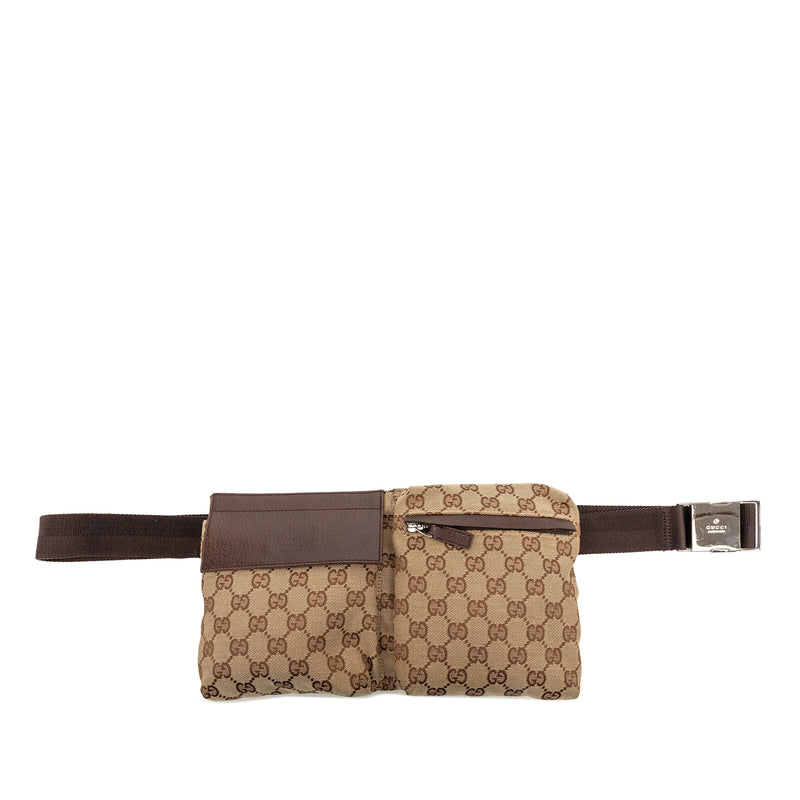 GG Canvas Double Pocket Belt Bag