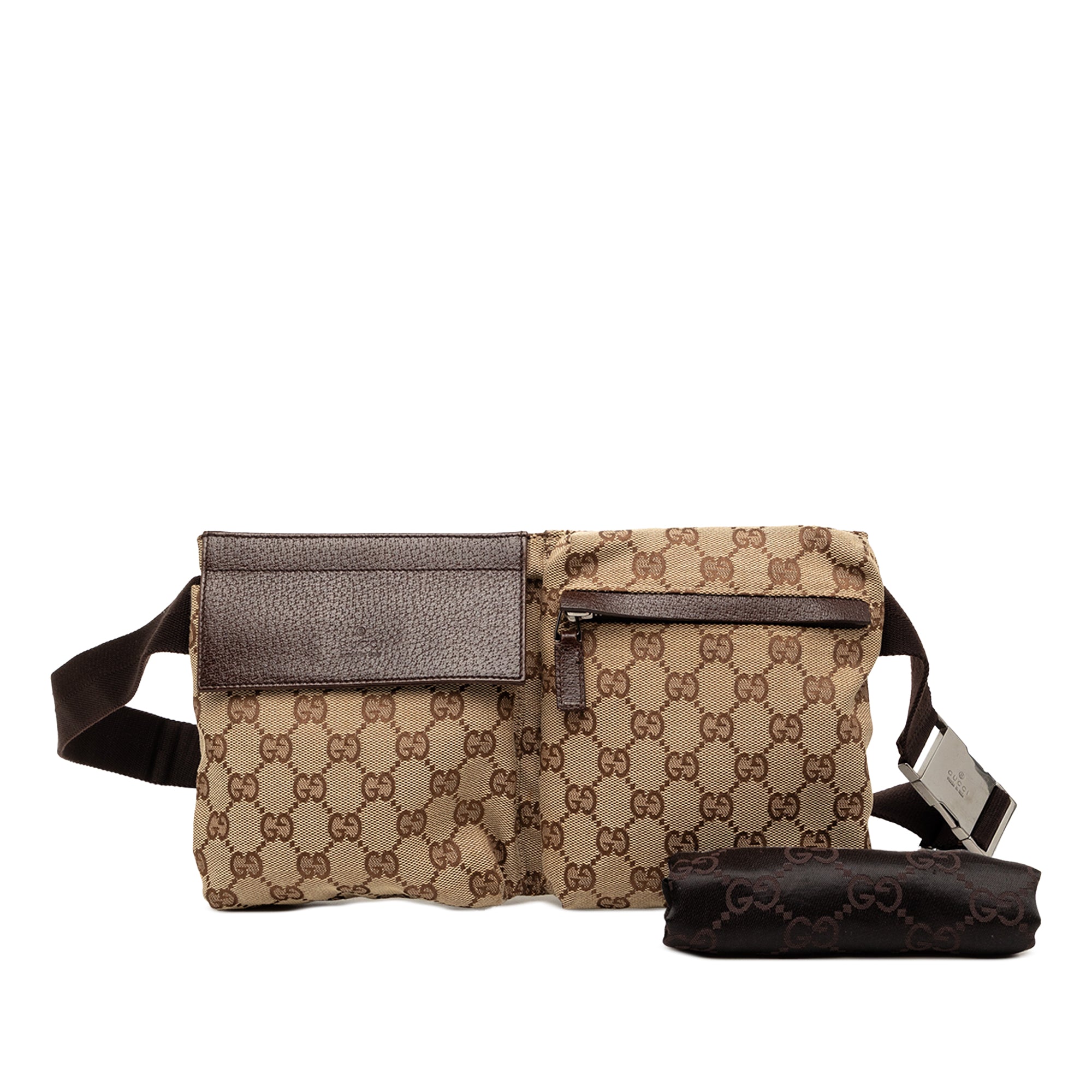 GG Canvas Double Pocket Belt Bag - Image 8