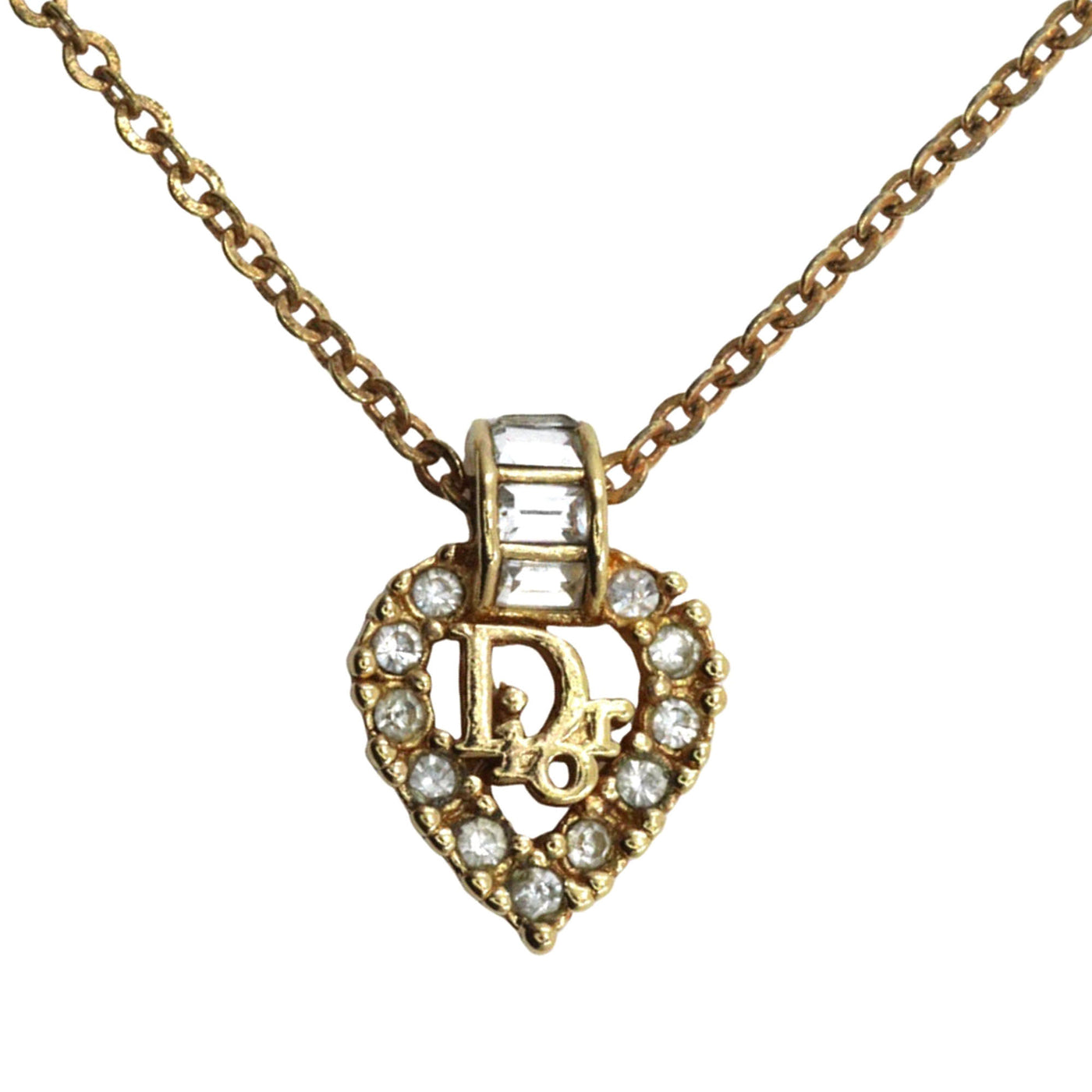 Gold Plated Strass Heart Pendant Necklace - Image 1