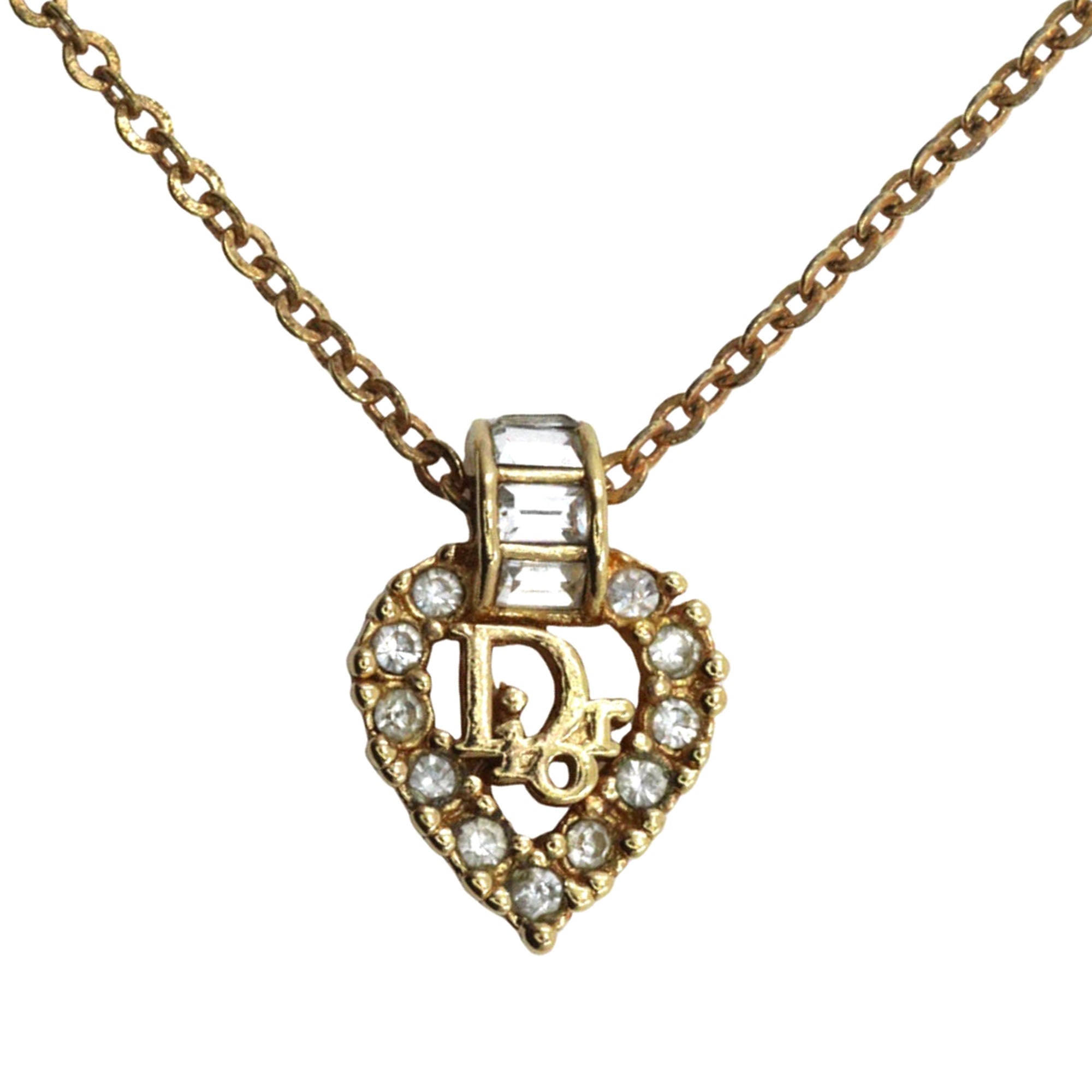 Gold Plated Strass Heart Pendant Necklace - Image 1