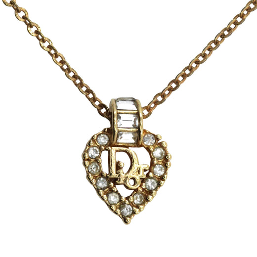 Gold Plated Strass Heart Pendant Necklace - Image 1