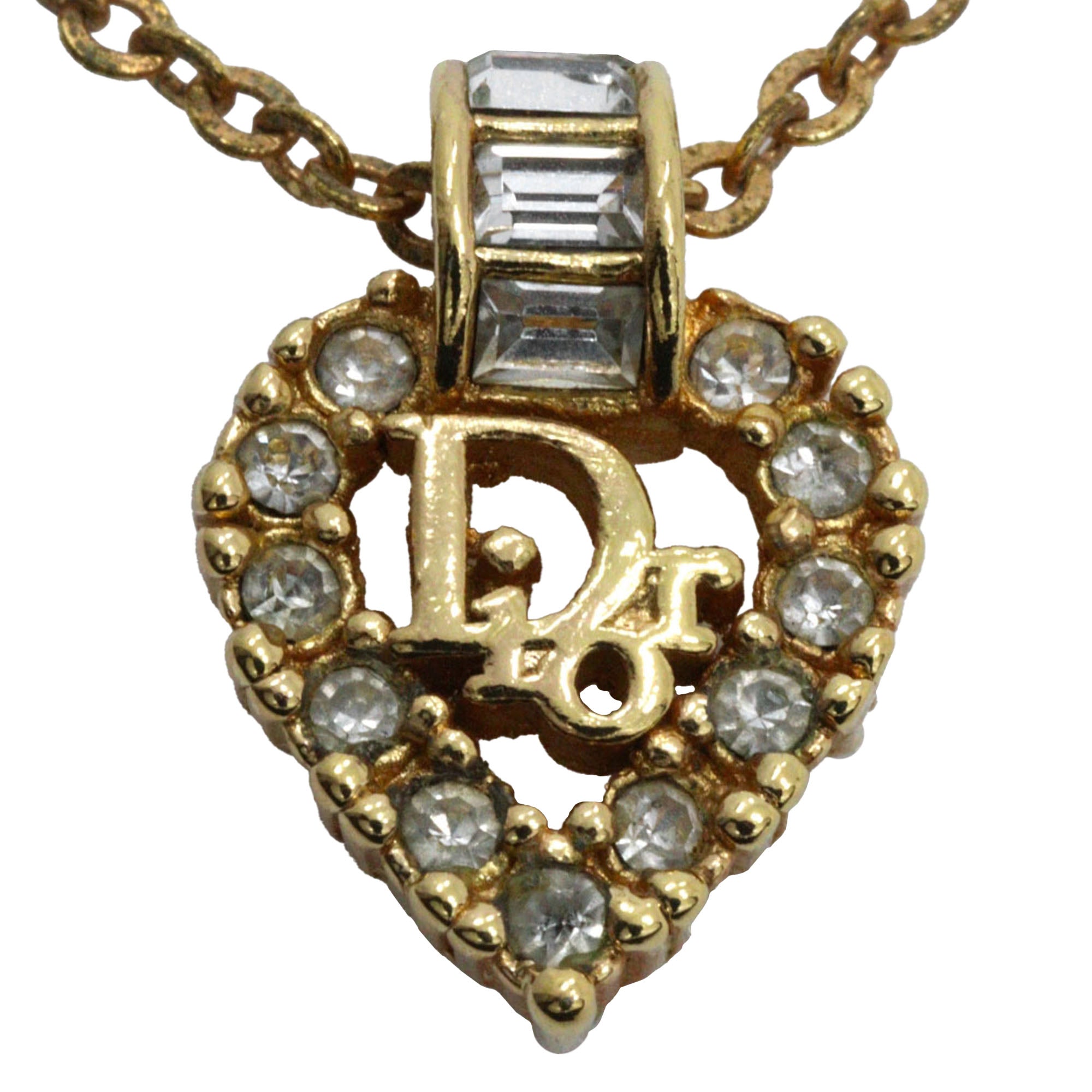 Gold Plated Strass Heart Pendant Necklace - Image 3