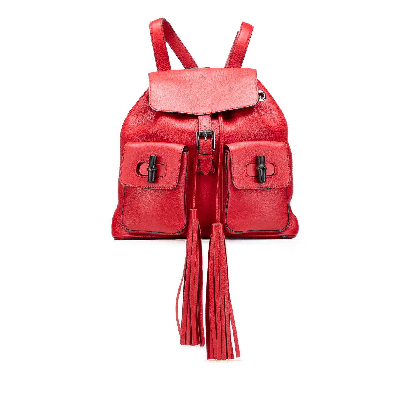 Leather Bamboo Tassel Backpack - Image 1