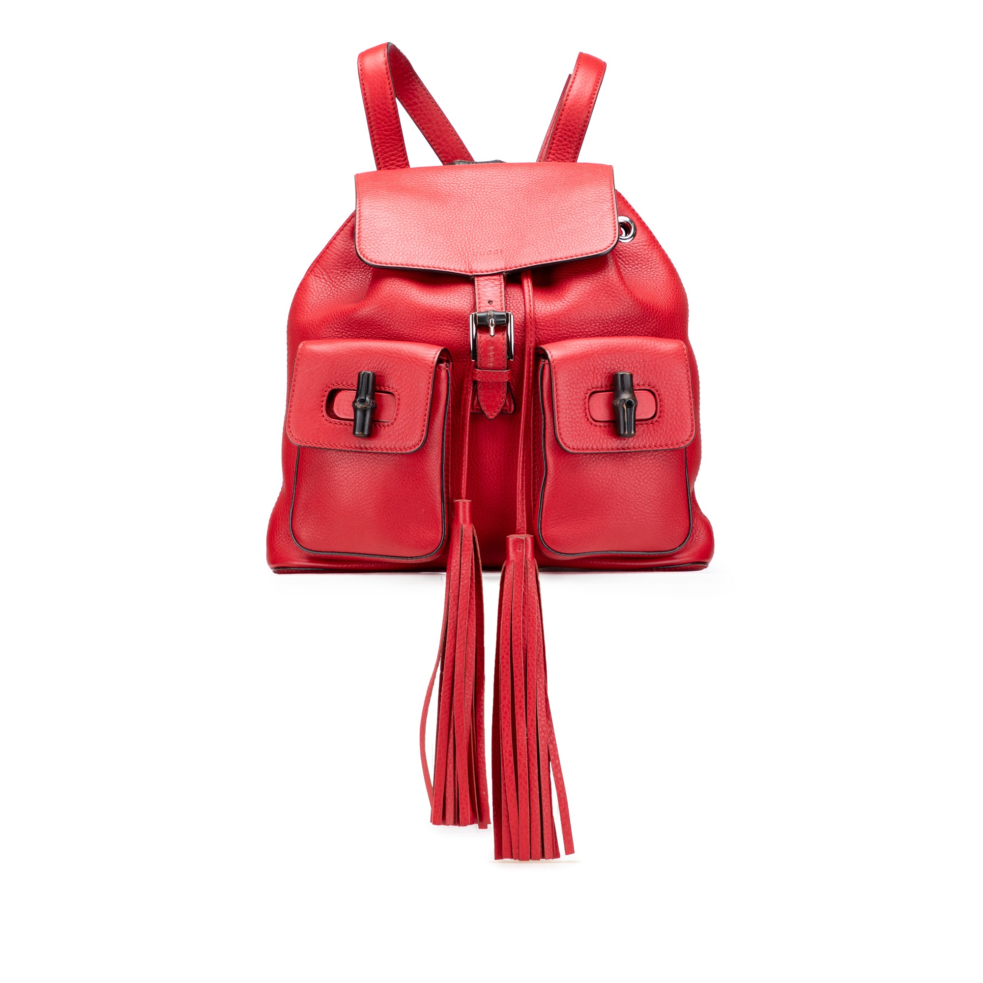 Leather Bamboo Tassel Backpack - Image 1