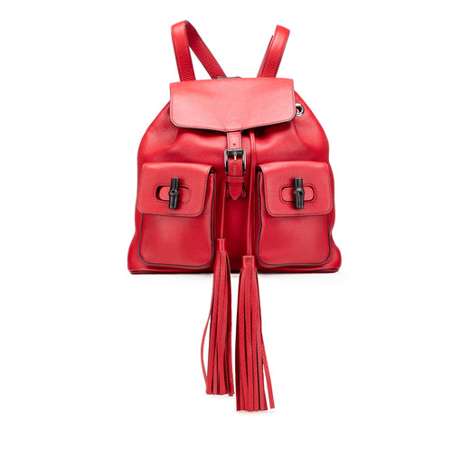 Leather Bamboo Tassel Backpack - Image 1
