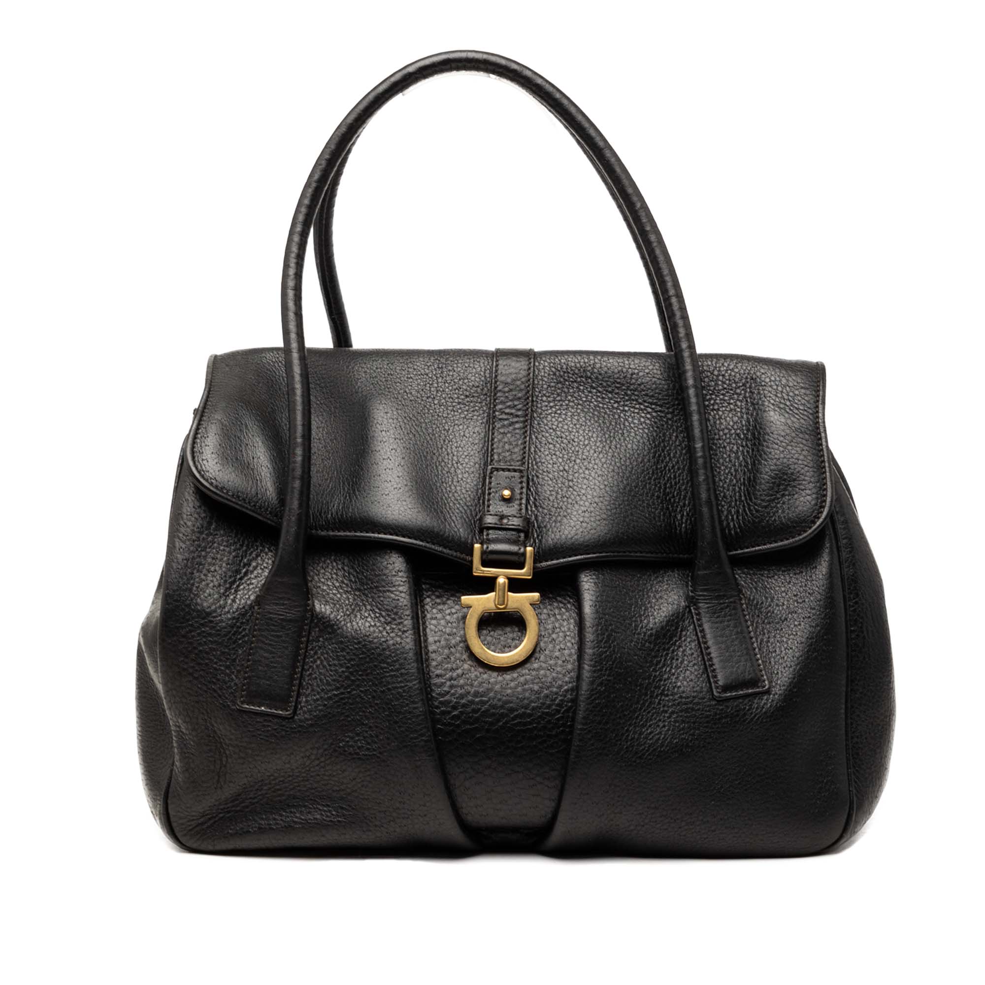 Leather Gancini Flap Handbag - Image 1
