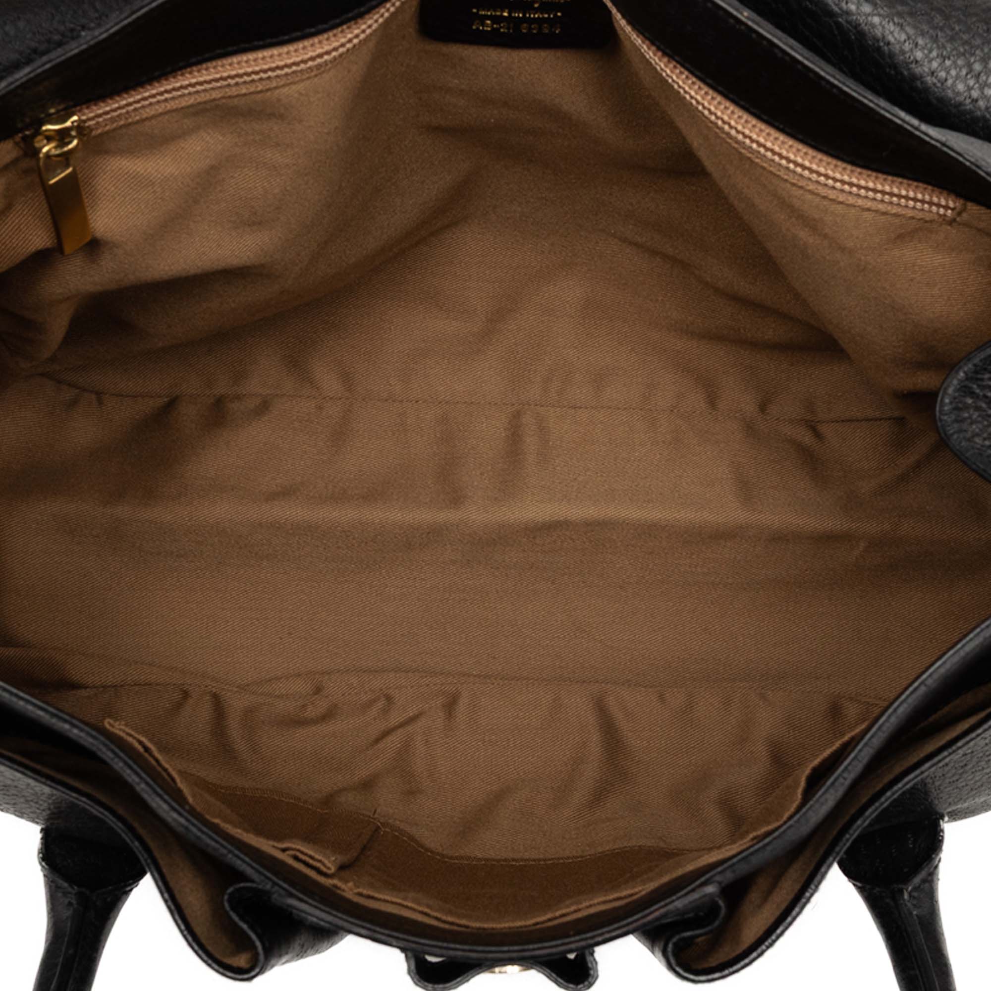 Leather Gancini Flap Handbag - Image 4