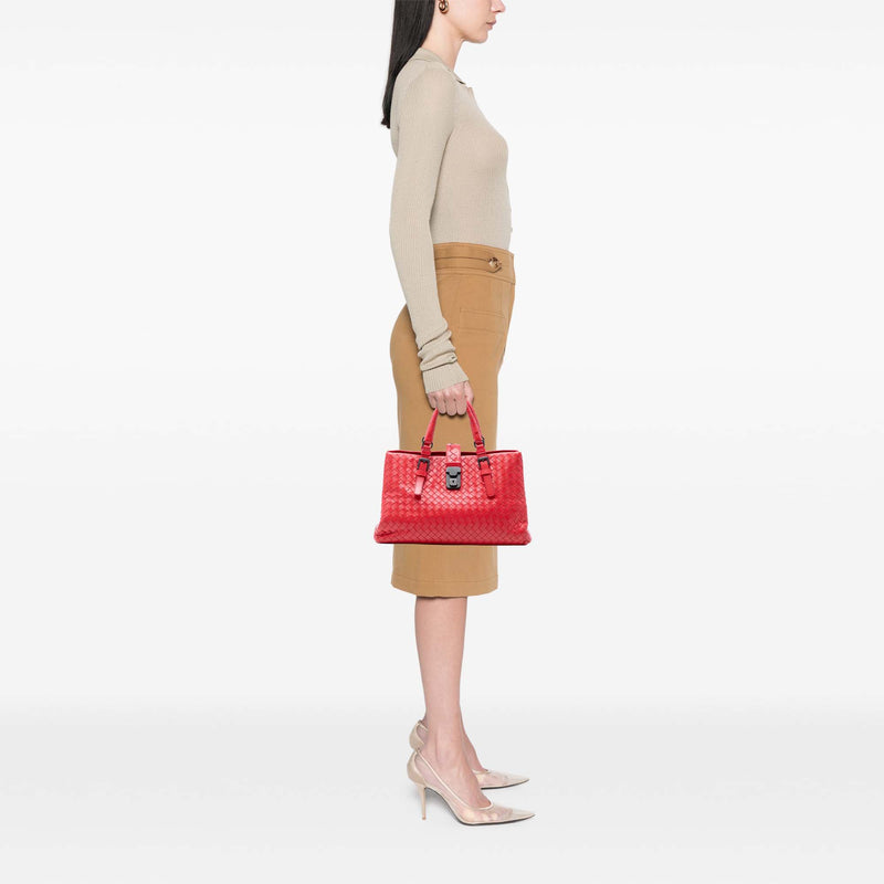 Small Nappa Intrecciato Roma Satchel - Image 7