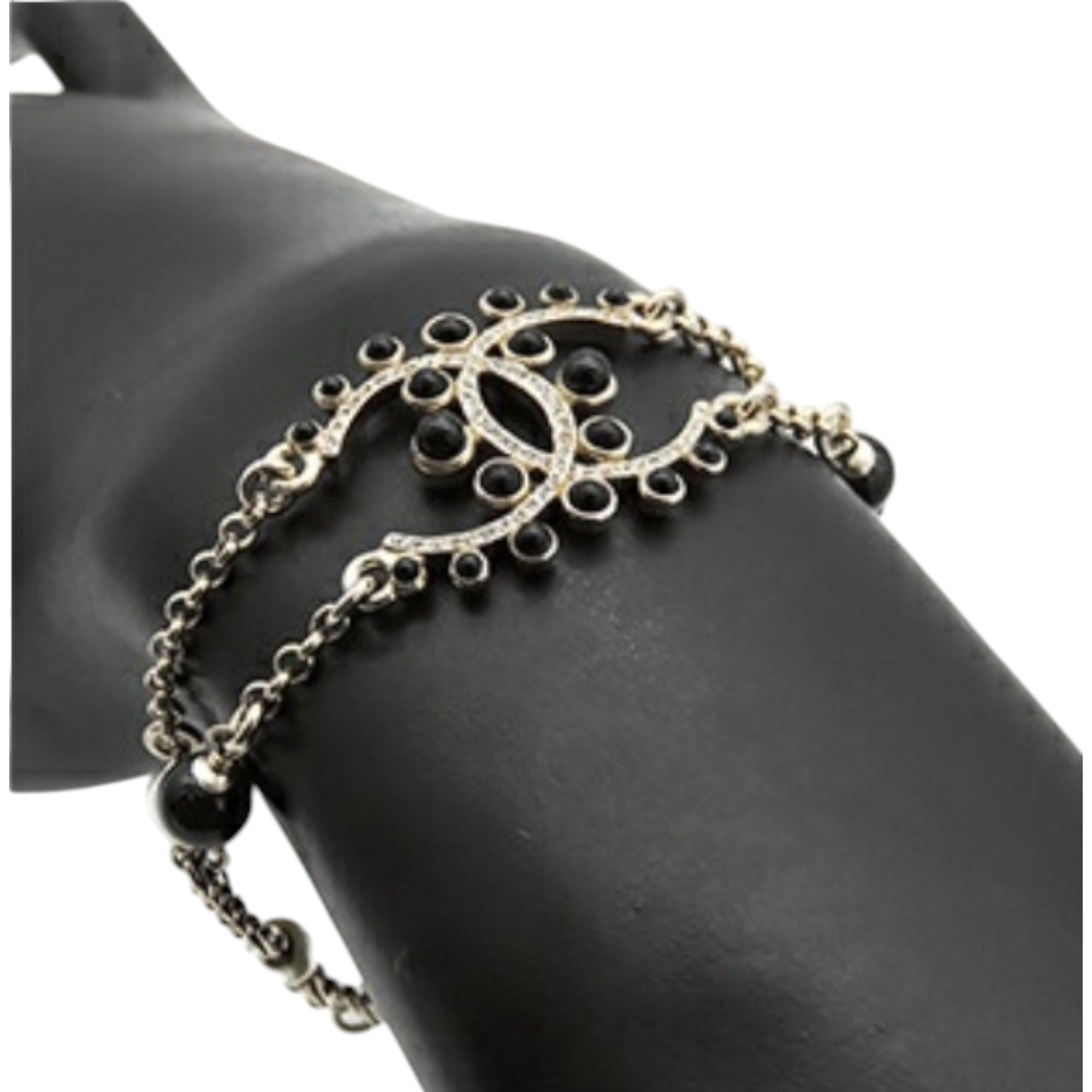 Gold Plated CC Faux Pearl Rhinestones Bracelet - Image 10