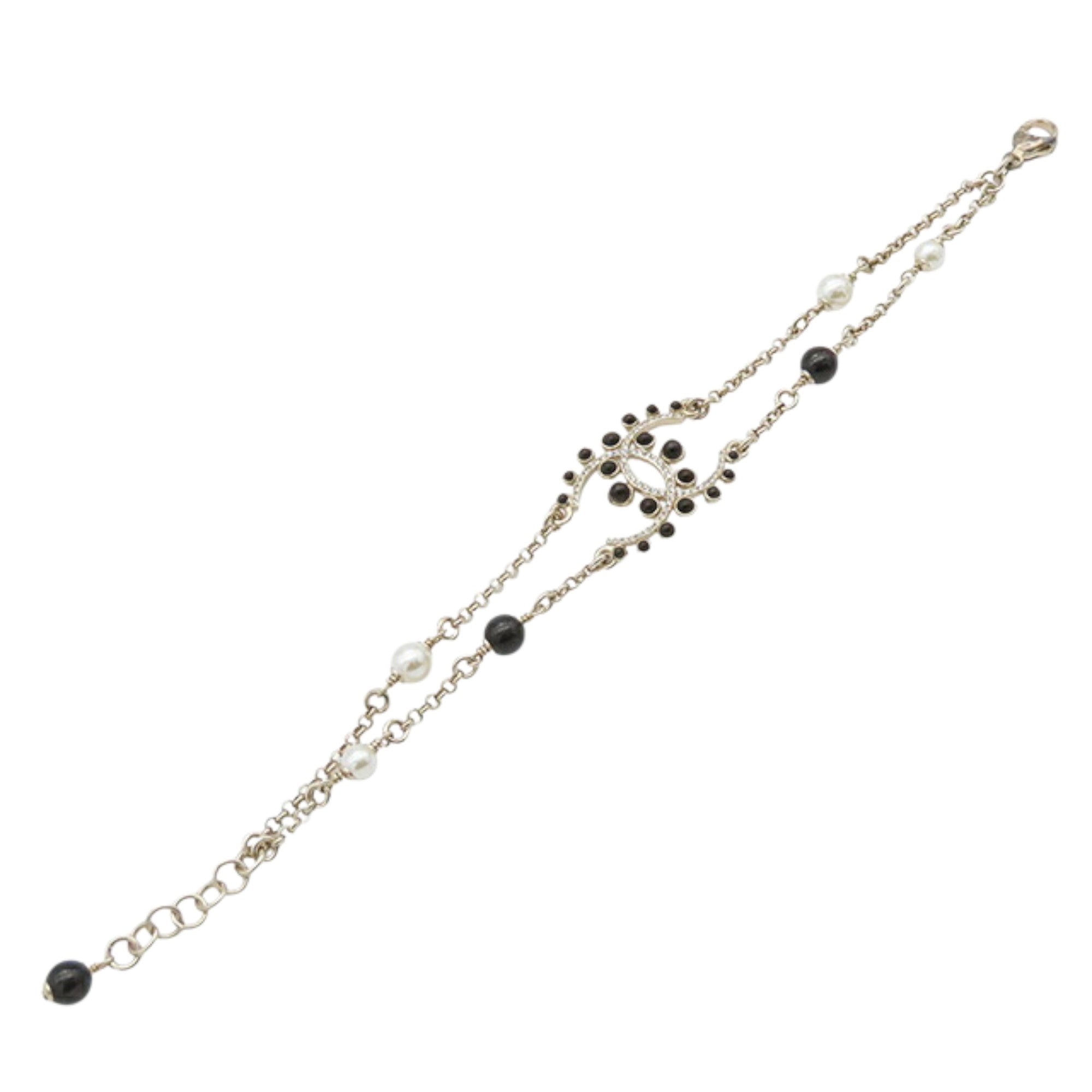 Gold Plated CC Faux Pearl Rhinestones Bracelet - Image 5
