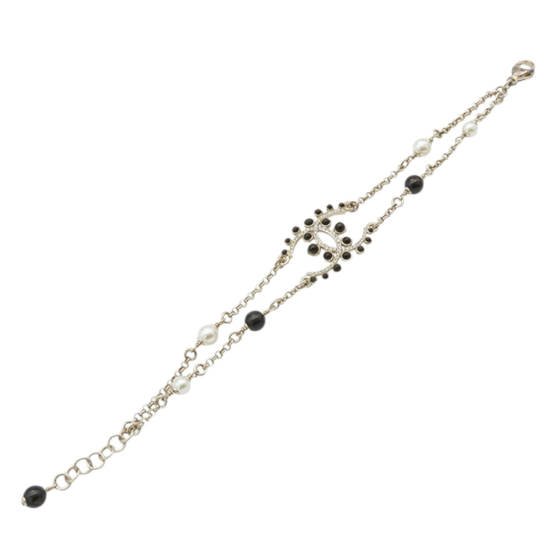 Gold Plated CC Faux Pearl Rhinestones Bracelet - Image 5