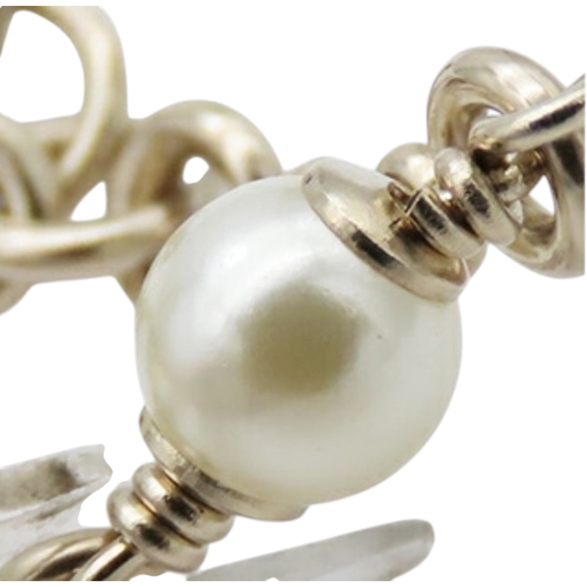 Gold Plated CC Faux Pearl Rhinestones Bracelet - Image 7