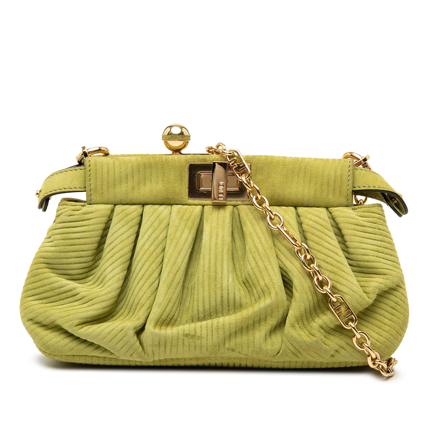 Small Embossed Suede Peekaboo Click Clutch on Chain - Image 1