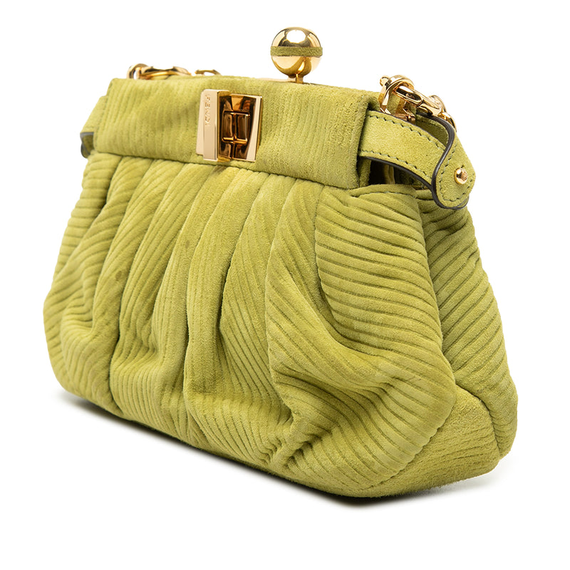 Small Embossed Suede Peekaboo Click Clutch on Chain - Image 2
