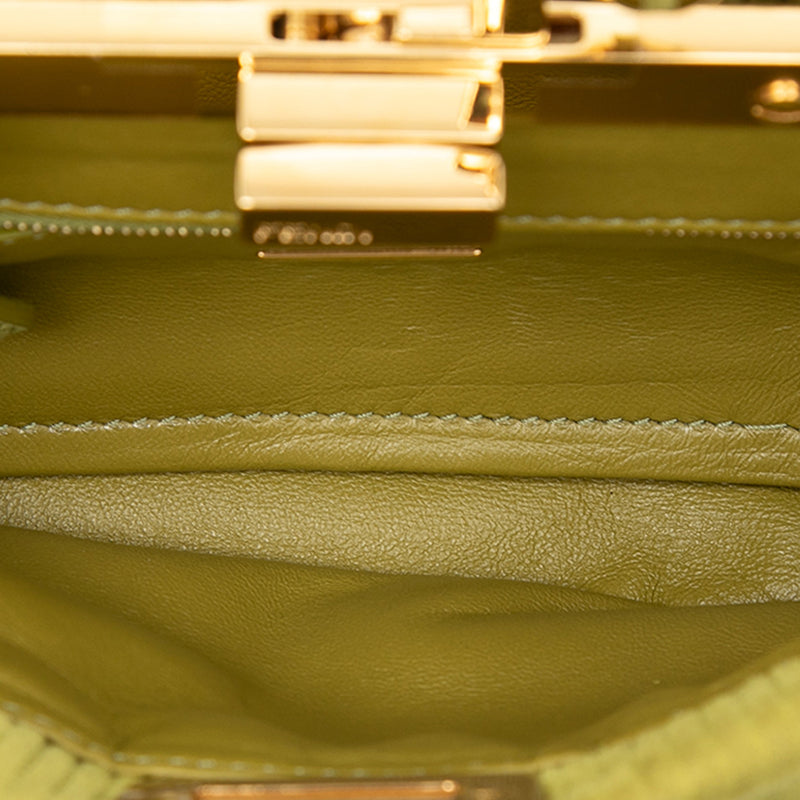 Small Embossed Suede Peekaboo Click Clutch on Chain - Image 4
