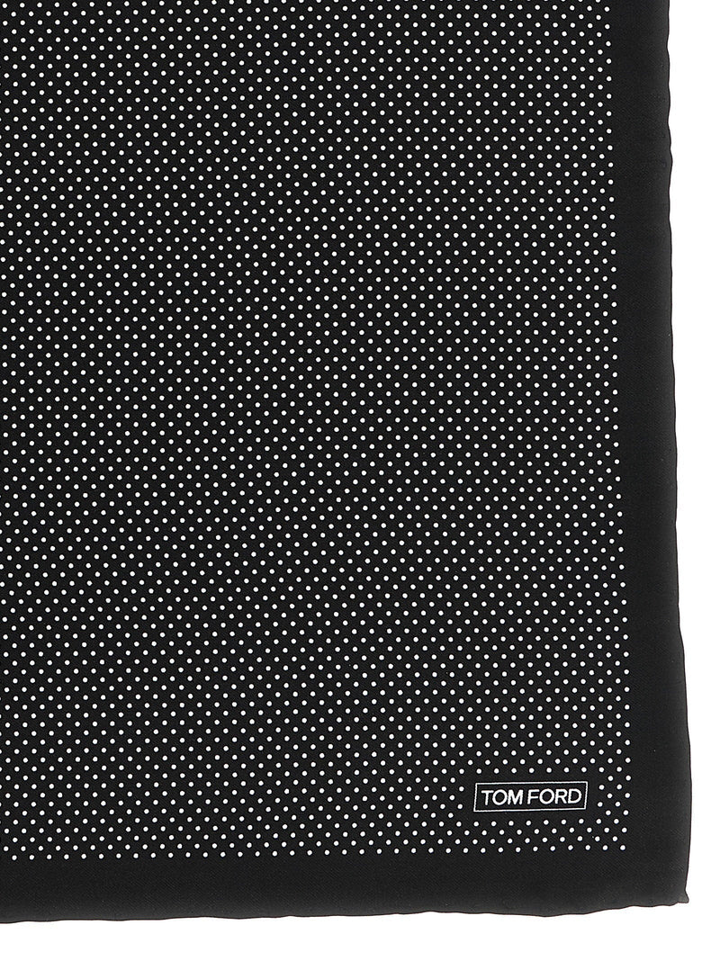 Tom Ford Silk Polka-Dot Scarf — Black Pure Mulberry Scarfs
