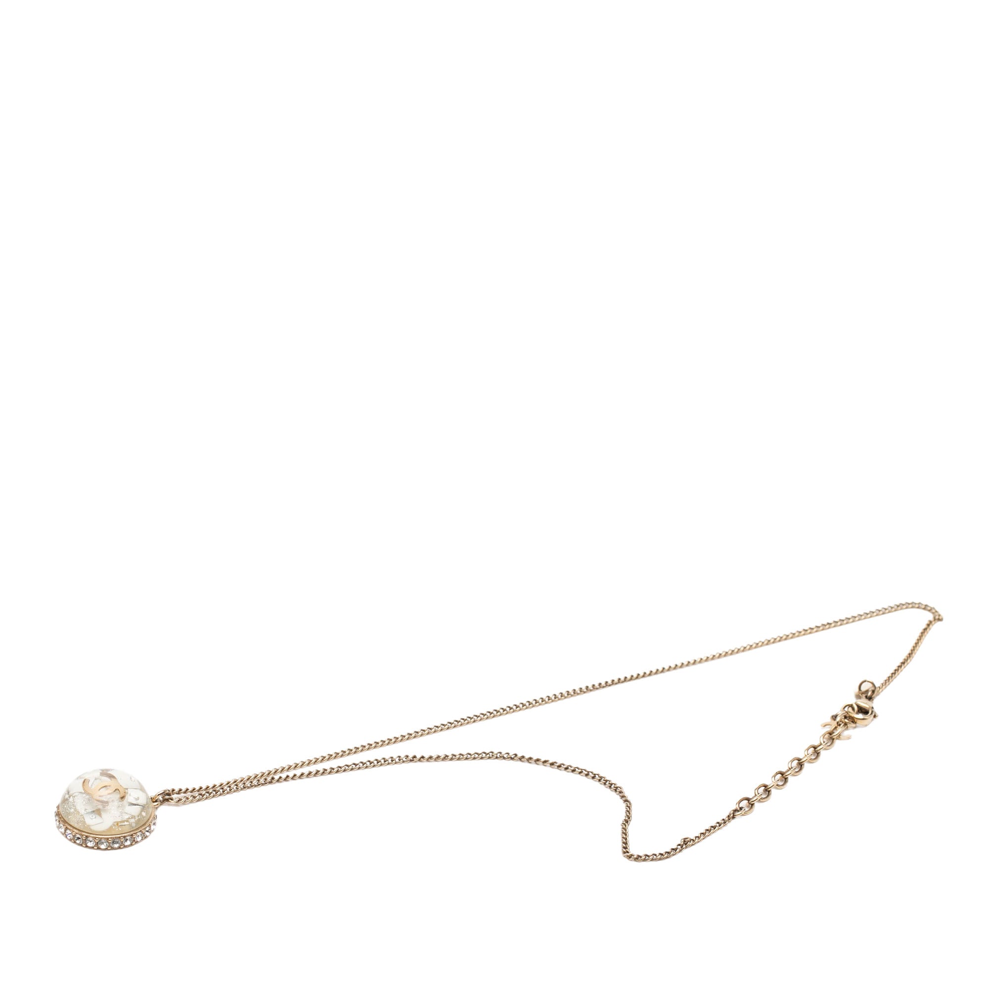 CC Gold Plated Resin and Strass Clear Dome Hologram Glitter Pendant Necklace - Image 1