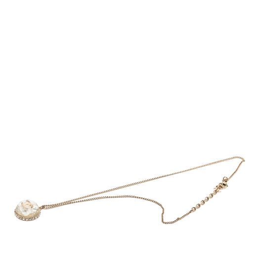 CC Gold Plated Resin and Strass Clear Dome Hologram Glitter Pendant Necklace - Image 1