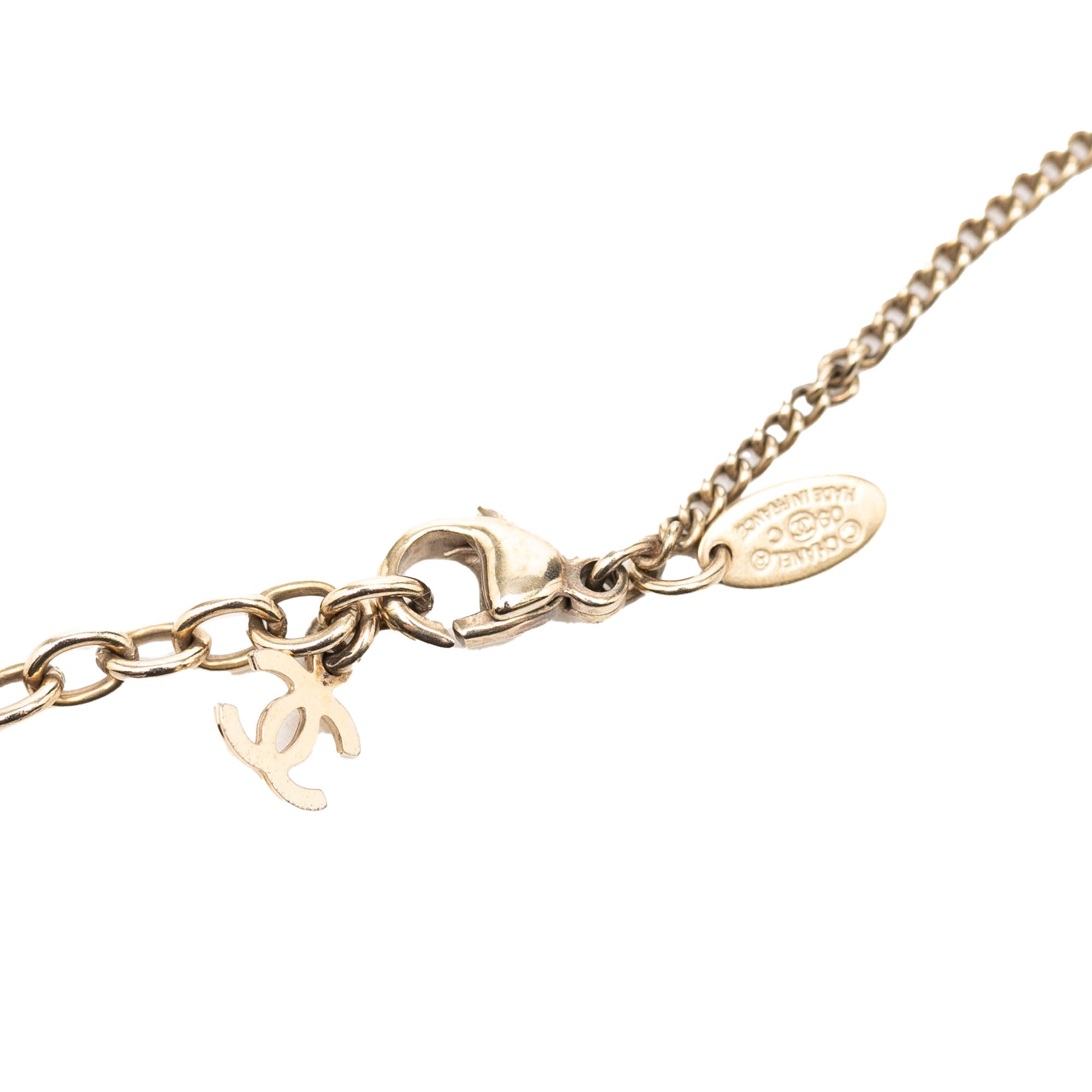 CC Gold Plated Resin and Strass Clear Dome Hologram Glitter Pendant Necklace - Image 4