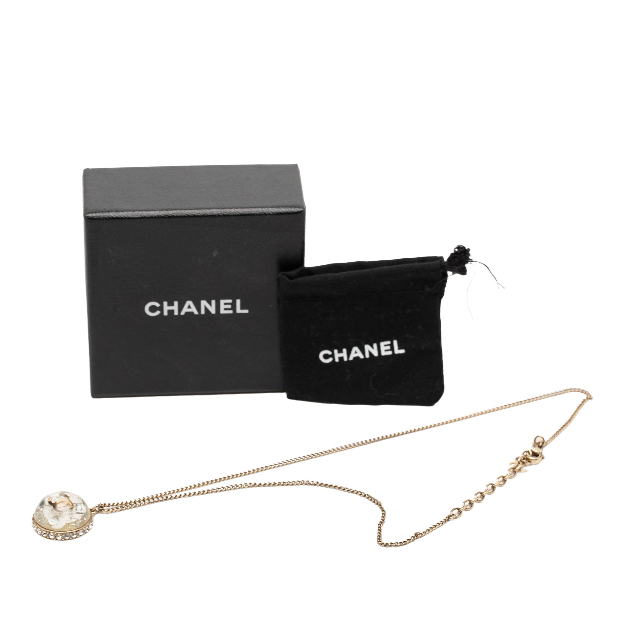 CC Gold Plated Resin and Strass Clear Dome Hologram Glitter Pendant Necklace - Image 6