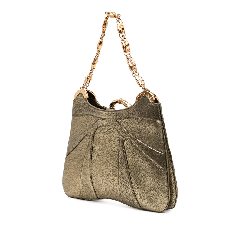 Metallic Calfskin Bamboo Ring Chain Shoulder Bag - Image 2