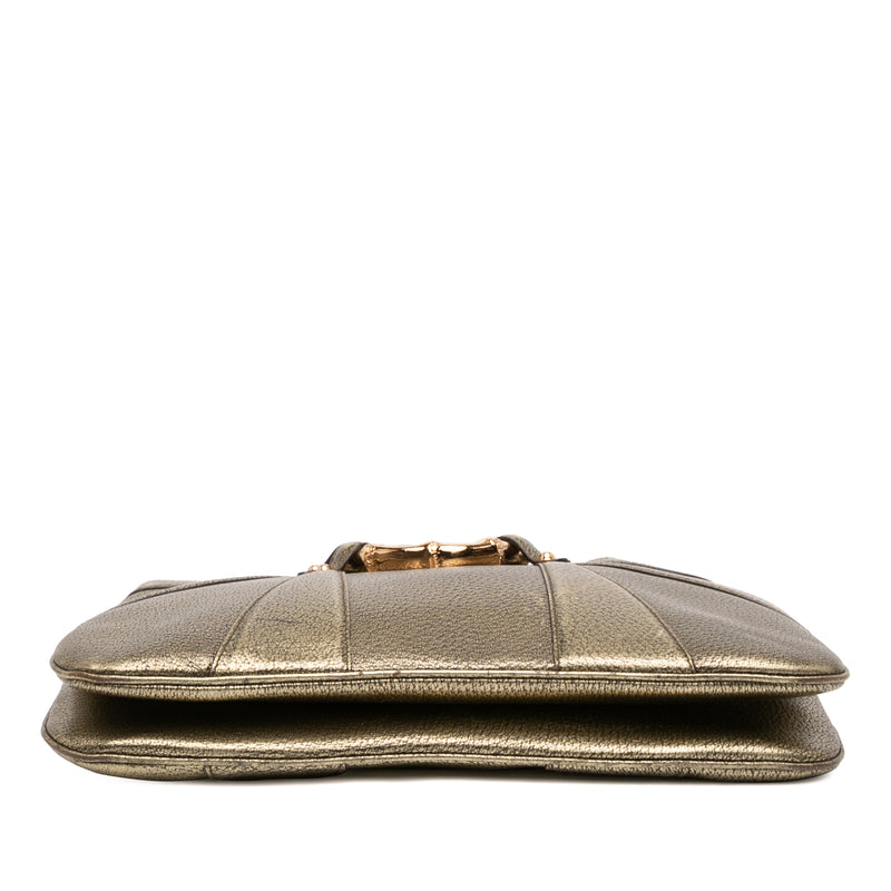 Metallic Calfskin Bamboo Ring Chain Shoulder Bag - Image 3