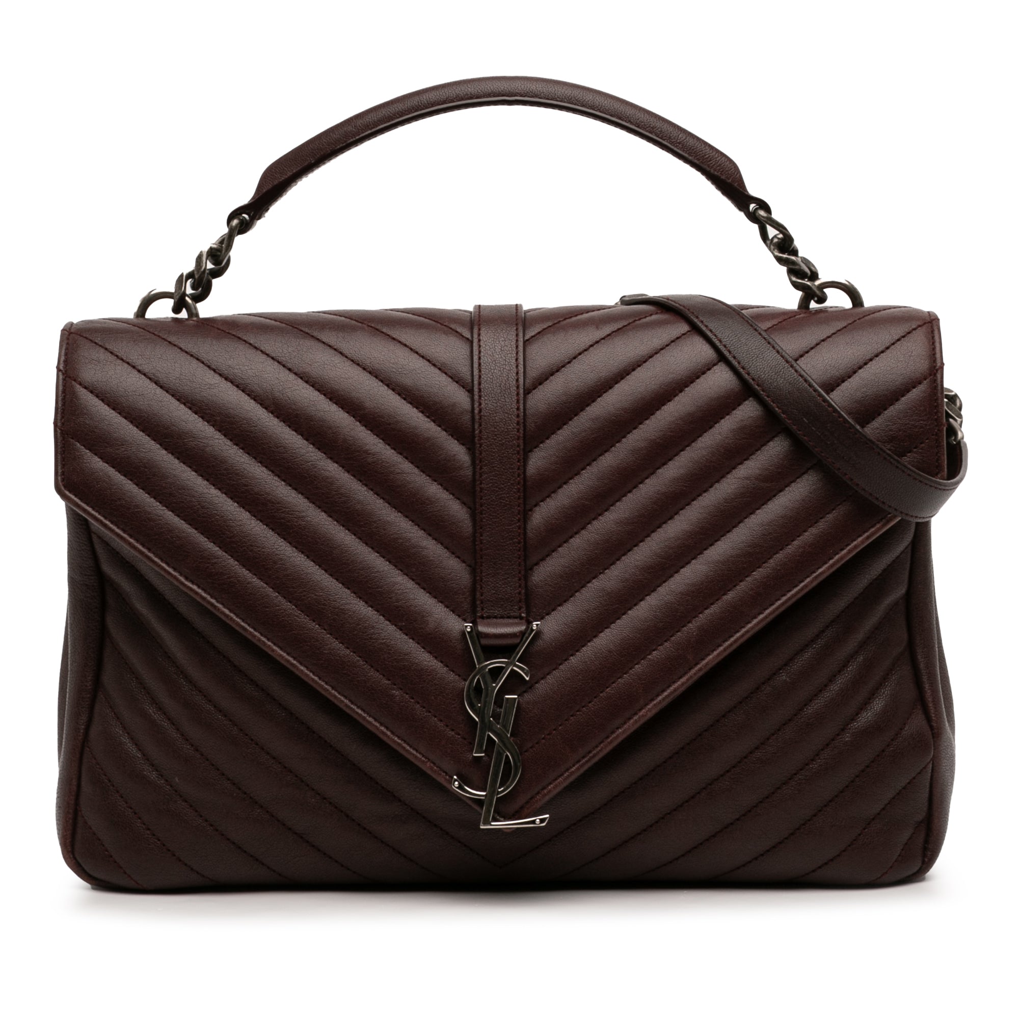 Large Sheepskin Chevron Monogram College Satchel - Image 1