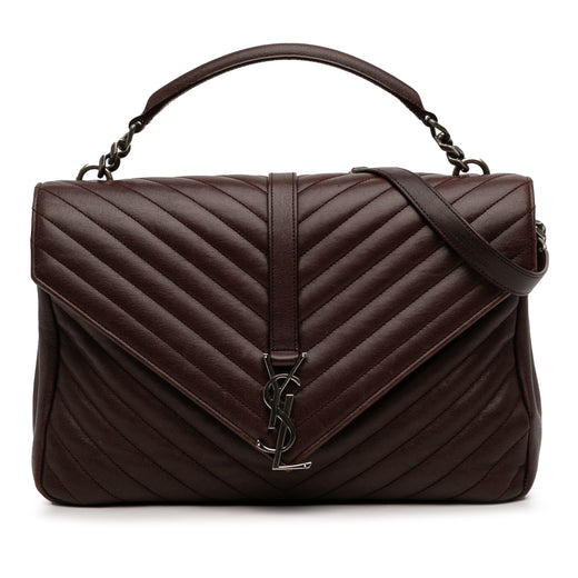 Large Sheepskin Chevron Monogram College Satchel - Image 1