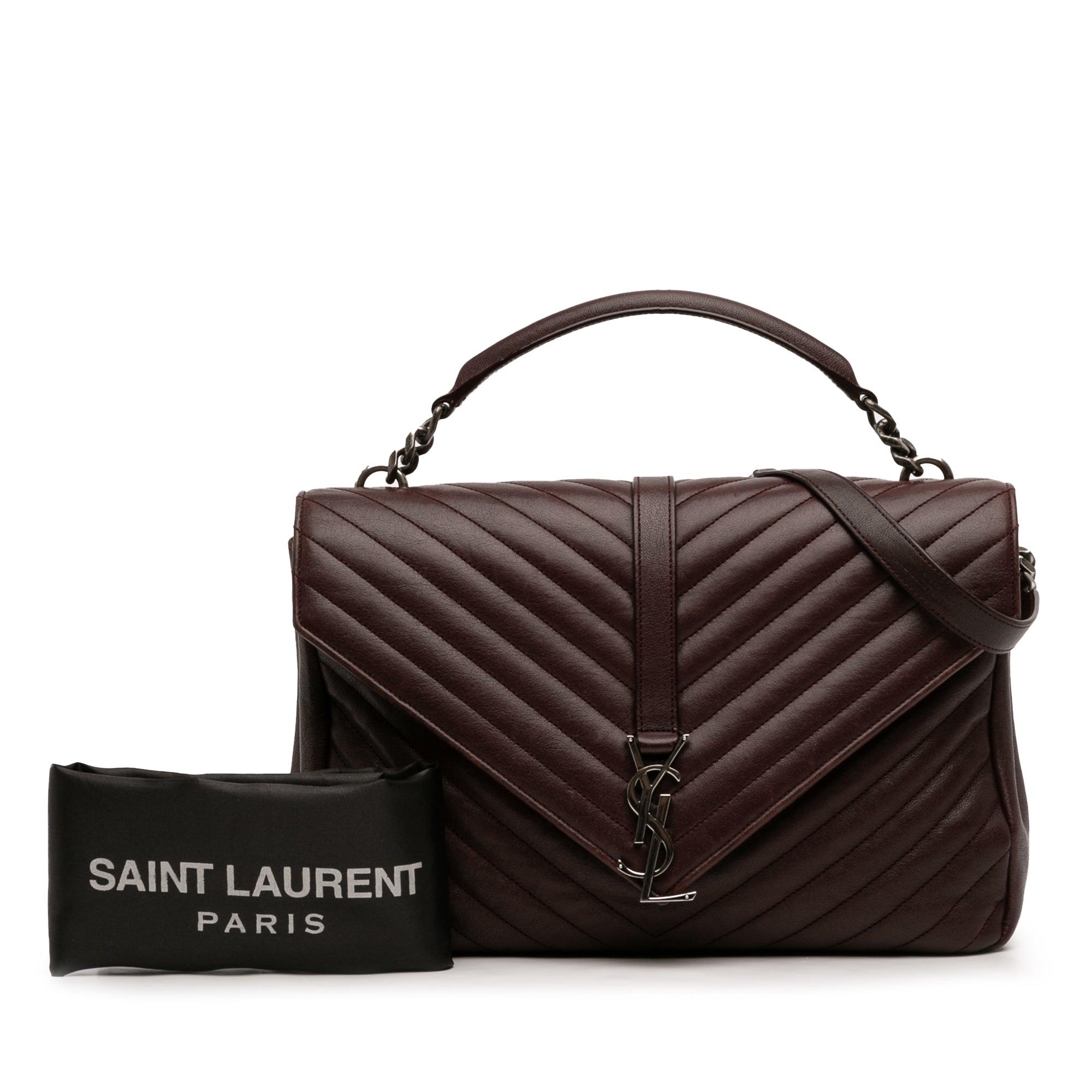 Large Sheepskin Chevron Monogram College Satchel - Image 9