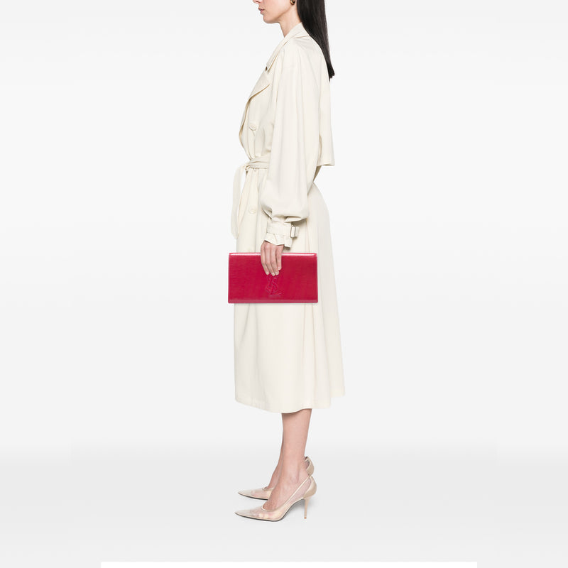 Large Textured Patent Belle De Jour Clutch - Image 6